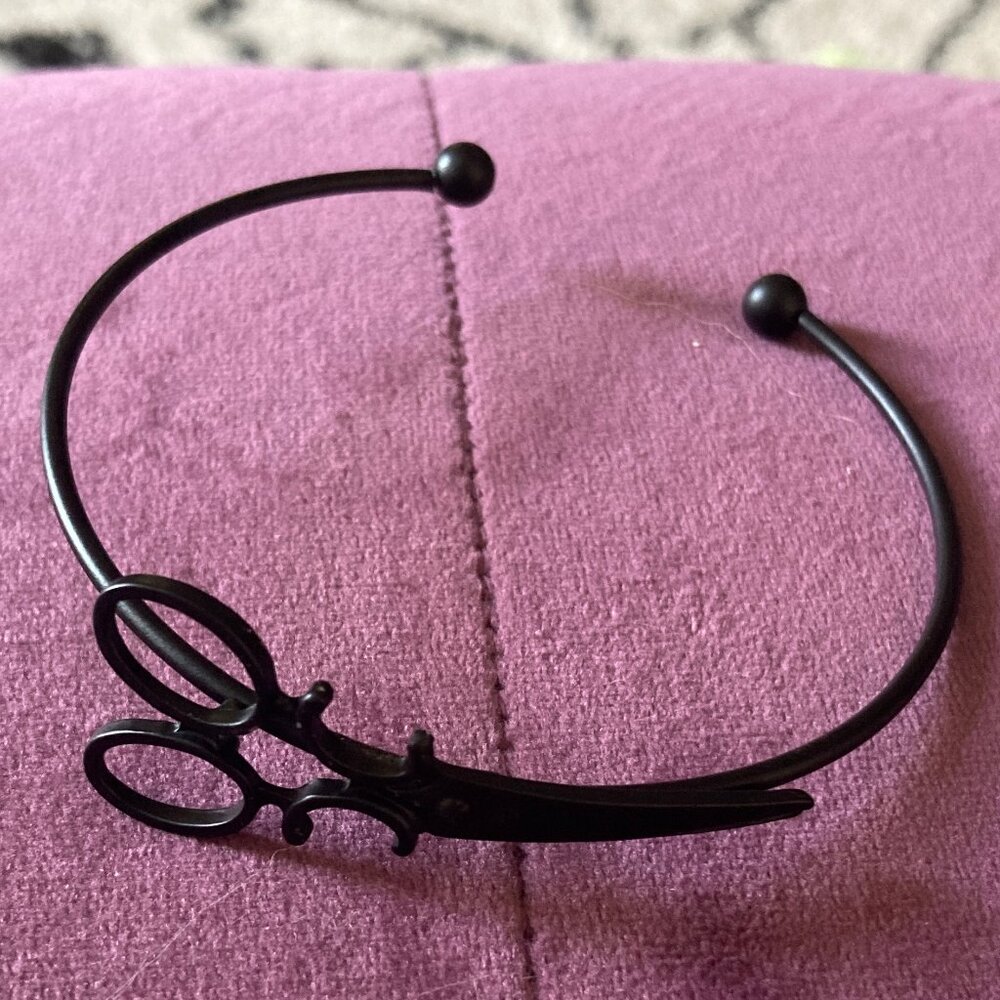 Heavy Red Black Scissor Bracelet